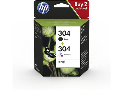HP 304 Original Pack de 2 Negro|Tricolor | Cartucho de Tinta 3JB05AE