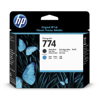 HP 774 (P2W01A) cabezal de impresión negro mate y cian (original)