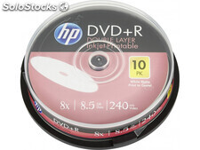 Hp DVD+r dl 8.5GB/240Min/8x Cakebox (10 Disc) Printable Surface DRE00060WIP