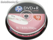 Hp DVD+r dl 8.5GB/240Min/8x Cakebox (10 Disc) - Silver Surface DRE00060