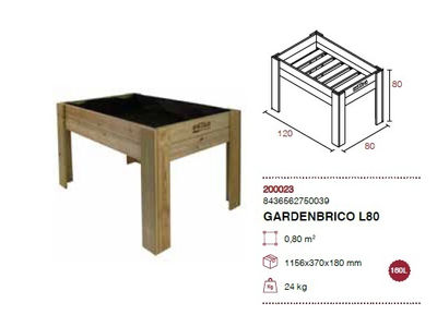 Huerto Urbano gardenbrico L80 120x80x80 cm 160 Litros hortalia - Foto 4
