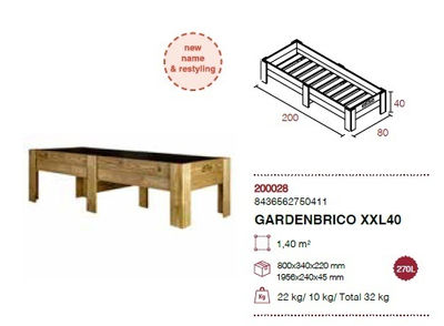 Huerto Urbano gardenbrico XXL40 200x80x40 cm 270 Litros hortalia - Foto 4