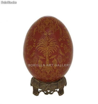 Huevo 19cm + Peana bronce - Palmira | porcelana decorada en porcelana