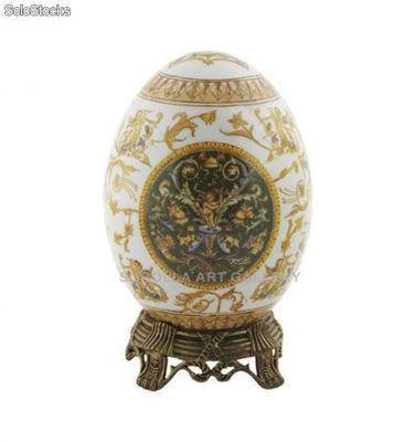 Huevo 19cm + Peana bronce - Versamis | porcelana decorada en porcelana