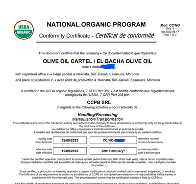 Huile d&amp;#39;olive BIO extra vierge 2023/24 USDA Organic Certification Essaouira - Photo 2
