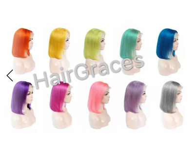 Human hair wig Perruque naturelle colorful wig front l;ace perruque pour la fete