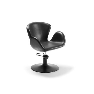 Hydraulischer Sessel mit gebogenem Design, schwarzer runder Basis, Modell Bob