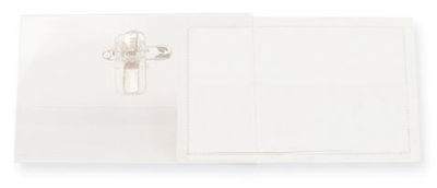 Identificador bolsillo en PVC para etiquetas individuales de imperdible y pinza