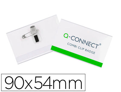 Identificador con pinza e imperdible q-connect KF01567 54X90 mm