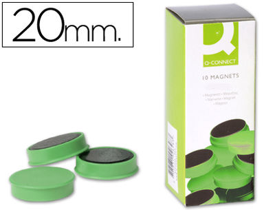Imanes para sujecion q-connect ideal para pizarras magneticas20 mm verde -caja