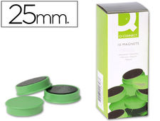 Imanes para sujecion q-connect ideal para pizarras magneticas25 mm verde -caja