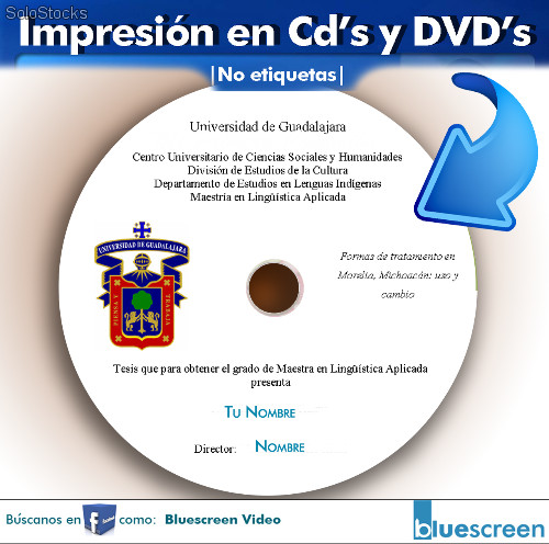 Impresión directa en discos cd o dvd | Morelia (no etiqueta)