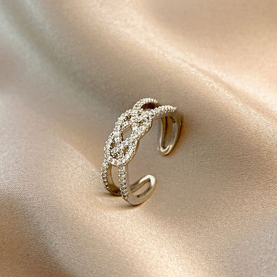 Incrustação requintada de zircão, formato de nó, anéis feminino