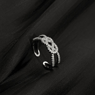 Incrustação requintada de zircão, formato de nó, anéis feminino - Foto 2