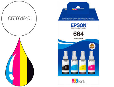 Ink-epson /664 4 clr multipack (bk / c / m / y) ecotank l300 / l355 / l555 /