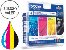 Ink-jet brother lc-1100bk /m/y/c pack 4 colores alta capacidad 900 pag bk- 750