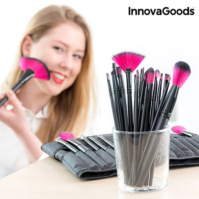 InnovaGoods Set mit 24 Make-Up Pinseln und Bürsten