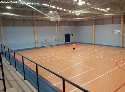 Instalación pavimento pabellón pvc. Polideportivo