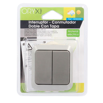 Interruptor / Conmutado Oryx Doble con tapa gris - Foto 4