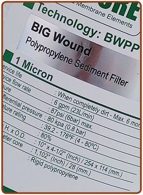 Ionicore Big Wound polypropylene cartridge 10&amp;quot; - 1, 5, 10, 20, 50, 100 micron - Foto 2