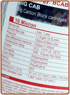 Ionicore cartuccia BIG CAB carbon block 10&amp;quot; - 10 micron - Foto 3