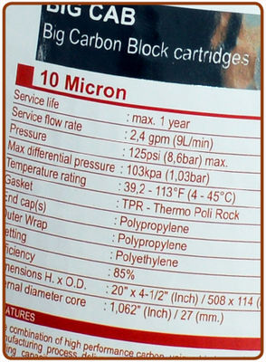 Ionicore cartuccia BIG CAB carbon block 20&amp;quot; - 10 micron - Foto 2