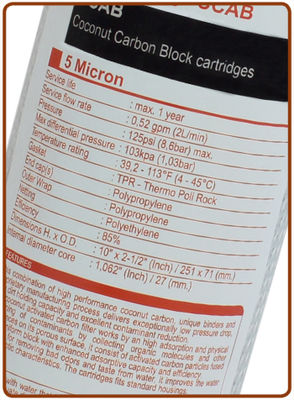 Ionicore Coconut Carbon Block water filter cartridge 2,5&amp;quot;x10&amp;quot; - 5 micron - Foto 2
