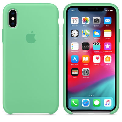 iphone xs capa de silicone cor de menta