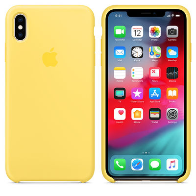Iphone xs max capa de silicone amarelo canário