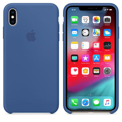 Iphone xs max capa de silicone cor azul vivo