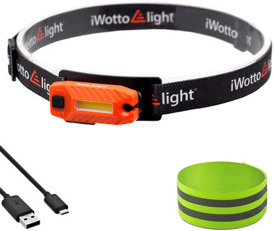 iWottoE Light Linterna Frontal LED USB Recargable con Cinta Ajustable y Brazalet