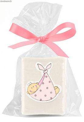 Jabón baby rosa en bolsa de regalo + lazo