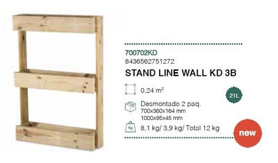 Jardinera stand line wall kd 3B 70x16,4x100 cm 21 Litros (Desmontado) hortalia - Foto 5
