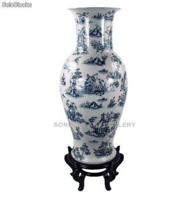 Jarrón 112cm con peana alta - Edén | porcelana decorada en porcelana