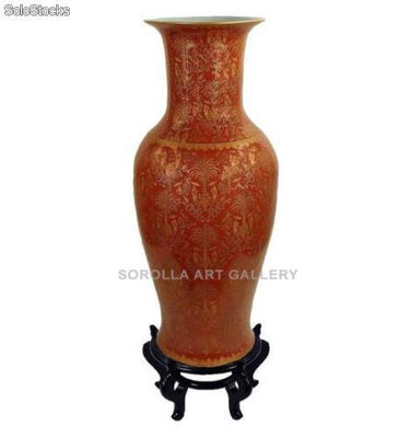 Jarrón 112cm + Peana alta - Palmira | porcelana decorada en porcelana
