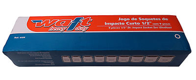 Jogo De Soquetes De Impacto Curto 1/2 Com 9 Peças Waft