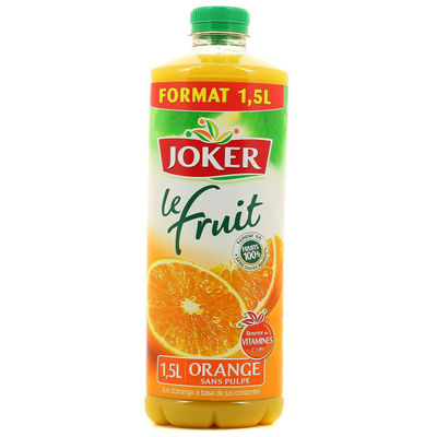 Joker Jus de fruits orange sans pulpe le Fruit : la bouteille de 1,5L - Photo 2