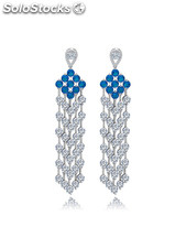 Joyería fina de lujo azul zircon cúbico diamante borlas pendientes de araña