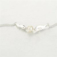 joyería plata,pulsera /brazalete plata, diseño de cadena con perla y plumas - Foto 4