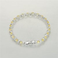 joyería plata,pulsera /brazalete plata, diseño de corazónes y circónes amarillos - Foto 3