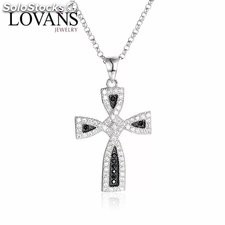 joyería religiosa colgante cadena dije cruz de plata 925 con circónes