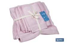 Juego de 3 toallas en color rosa claro con 580 gr/m2 | Gama Flor | Set de