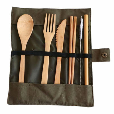Juego de cubiertos cuchara de bambú cuchillo reutilizable picnic tenedor - Foto 2