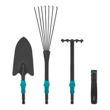 Juego de herramientas de jardinería 3-1, sistema V-Fix| rastrillo de hojas, pala