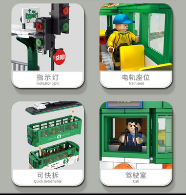 Juguete de construcción compatible con LEGO, modelo de tranvía de dos pisos - Foto 4