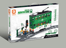 Juguete de construcción compatible con LEGO, modelo de tranvía de dos pisos