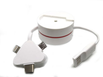 Kabel 3w1 zwijany USB, micro, typ c, lightning - Zdjęcie 5