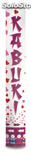 Kabuki 35 cm corazones papel y metalizado rosa -rojo, 12