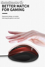 Kaku Mouse Con Cable Para Office Y Gaming Rojo Ksc-356 - Negro