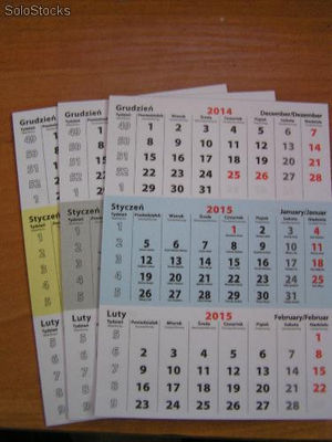 Kalendaria małe trójdzielne 2015